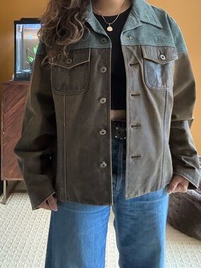 Danier Jean & Brown Leather Jacket